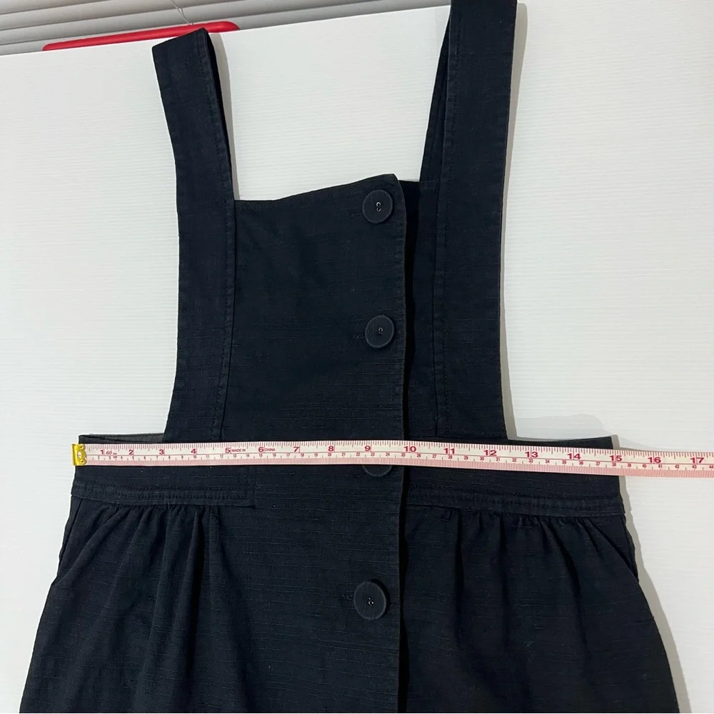Cue Women’s Pinafore Dress Black Pockets Short Mom Style Comfort Work Size 6 XS - Picture 12 of 12
